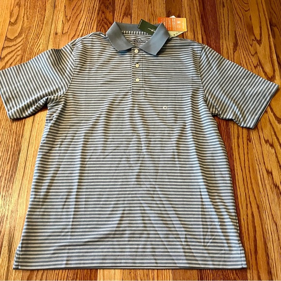 Eddie Bauer NWT Gray Polo Shirt Classic Striped Design - Picture 1 of 9